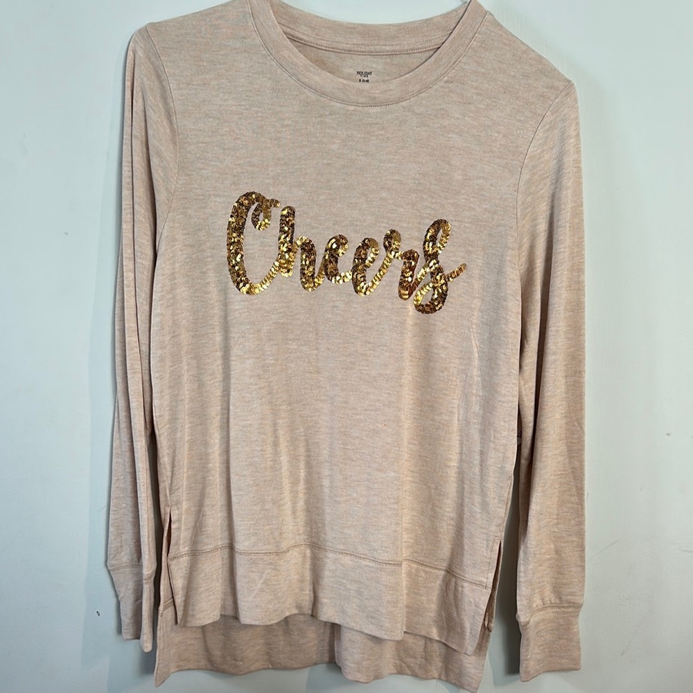 Old Navy Beige 'Cheers' Sequin Sweater